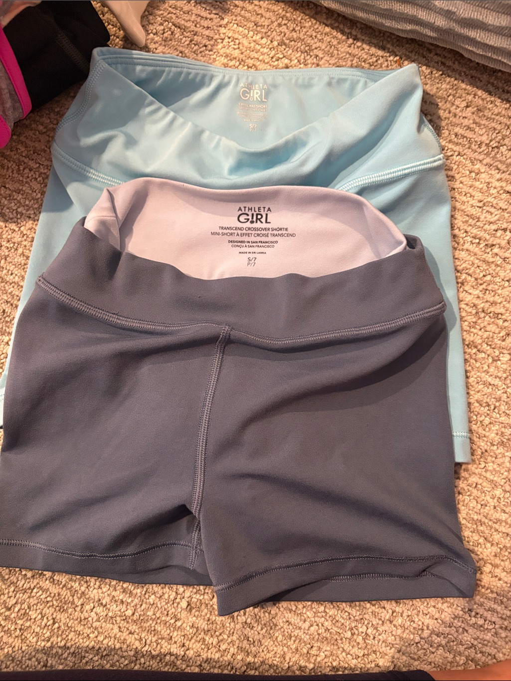 Athleta Girl Light Blue And Slate Gray Performance Bike Shorts Duo